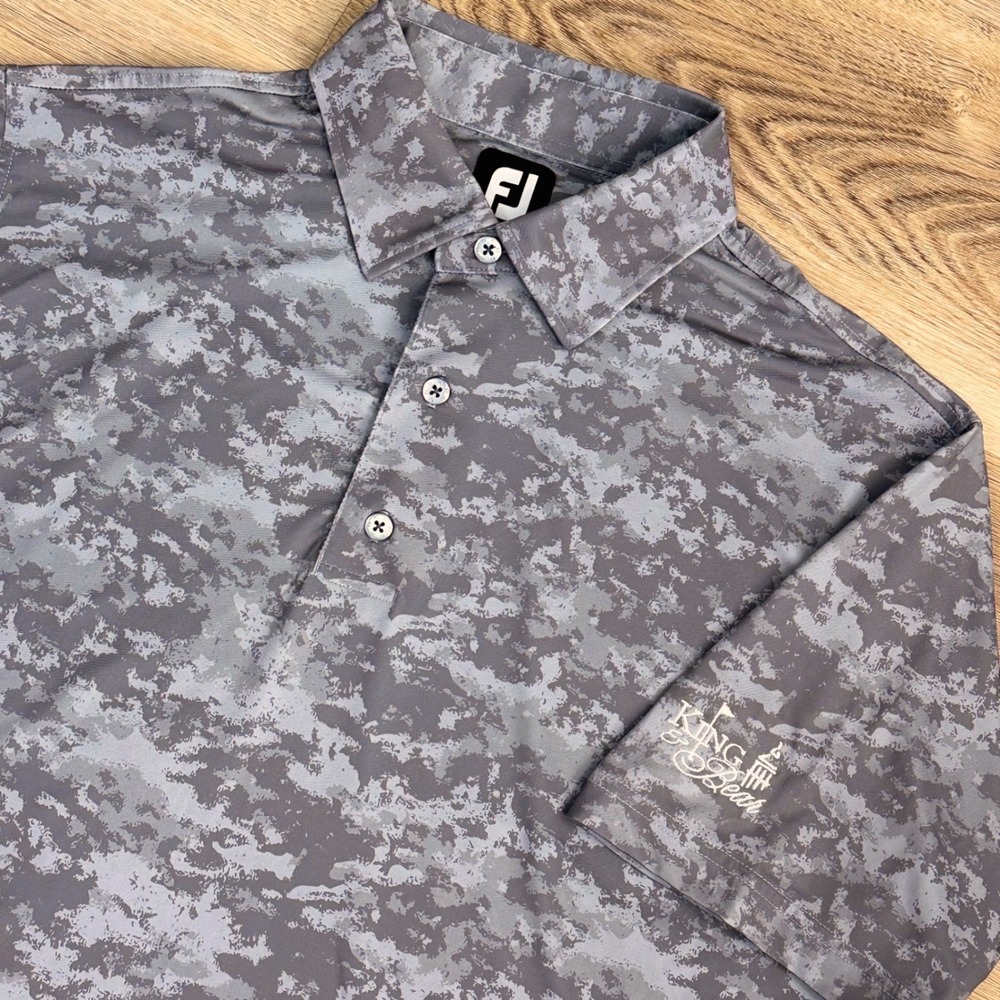 FootJoy Arnold Palmer/Jack Nicklaus King & Bear Polo Shirt Mens M Grey Camo EUC